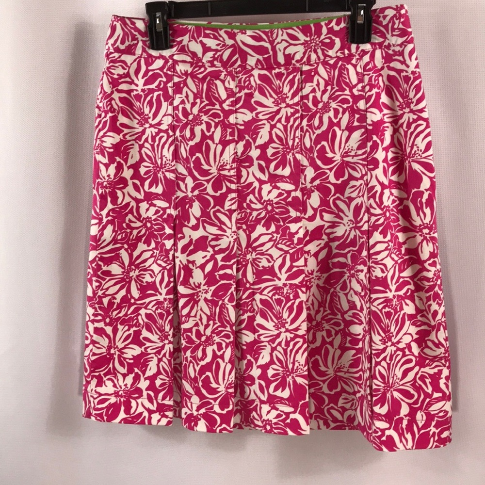 Summer skirt Pink & white Floral skirt side zipper size 10 midi skirt